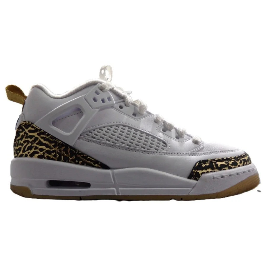 Nike‎ Boy's Jordan Spizike Low (white, black, metallic gold) Size 5.5